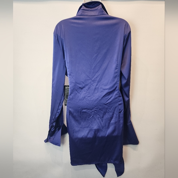 New Sexy Bodycon Wrap Dress Mini Clubbing Party Dress  Satin Size XL - Picture 9 of 10